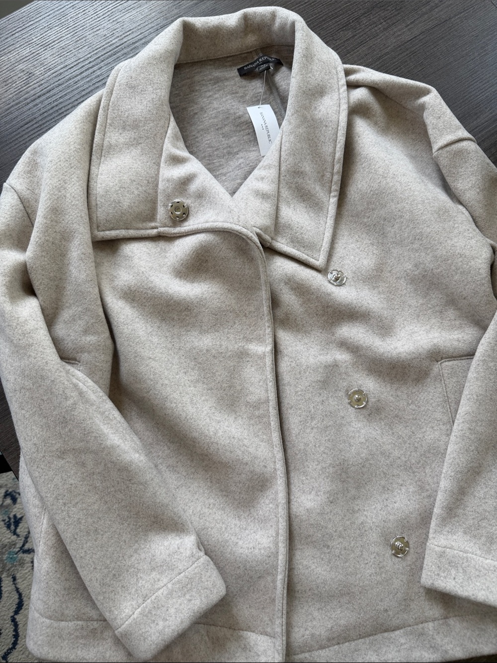Women’s lightweight Banana Republic Double-Breasted Wool Blend Coat - Cream